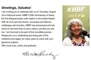 invitation to celebrate 50th anniversary of KBBF