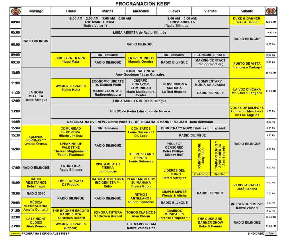 picture of program schedule