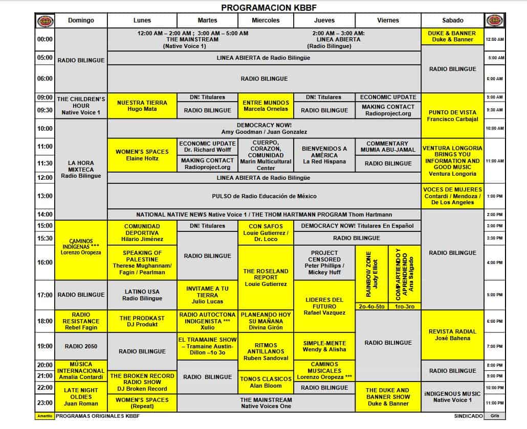 programming calendar