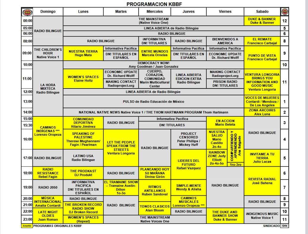 program schedule Nov 2025