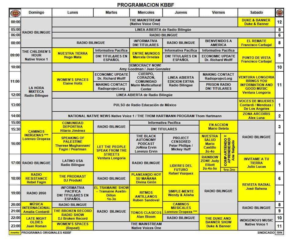 program schedule Dec 2025